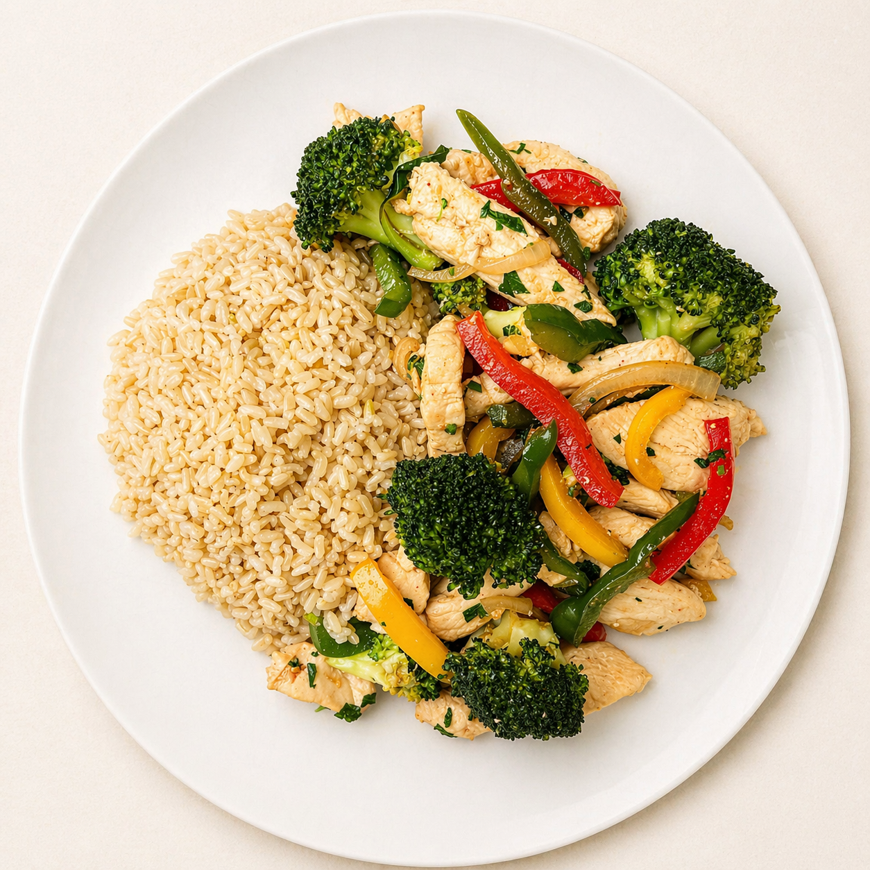 Chicken and vegetables stir-fry